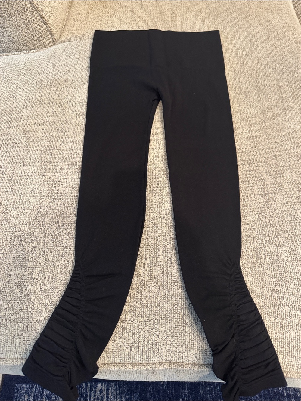 Girls' Black Ruched-Hem Leggings